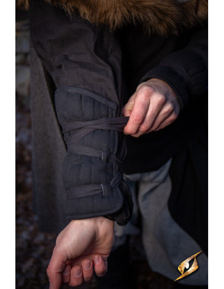 Pulseiras medievais acolchoadas, pretas