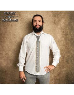 Gravata de cota de malha com anéis de latão e aço 2