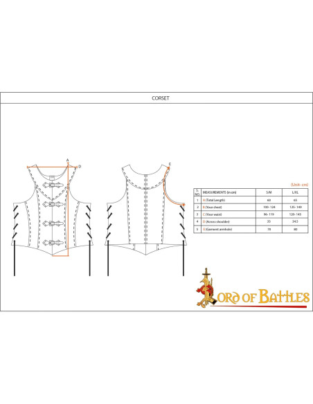 Espartilho de couro preto Dama Guerrera