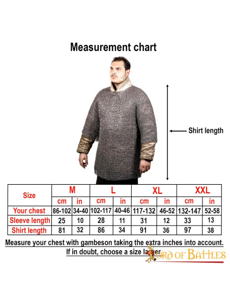 Cota de malha de aço com meia manga...
