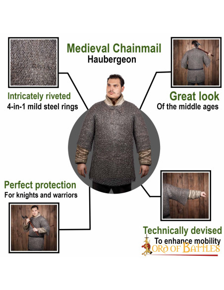 Cota de malha de aço com meia manga...