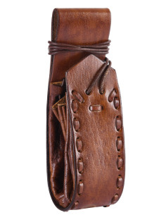 Saco de mendicância medieval em couro marrom
