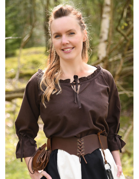 Saco de mendicância medieval em couro...