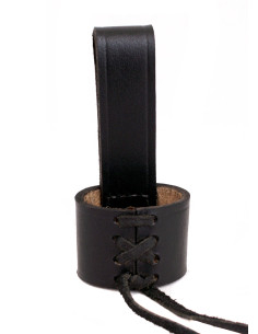 Baldric de couro medieval ajustável para adagas, preto