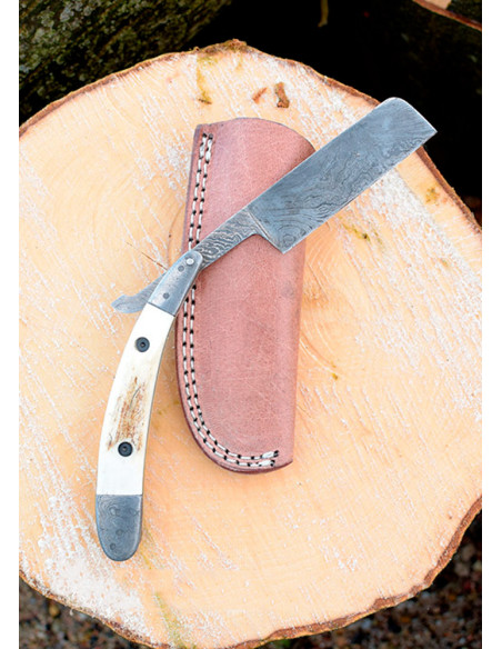 Navalha de aço Damasco com bainha de...