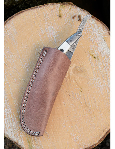 Navalha de aço Damasco com bainha de...