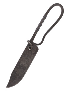 Faca medieval forjada com bainha de couro (23 cm.)