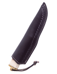 Faca medieval com cabo de osso em aço e bainha (24,5 cm.) 2