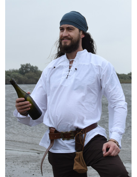 Camisa pirata branca modelo Ludwig