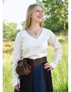 Blusa medieval Aila em branco natural