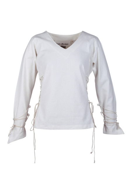 Blusa medieval Aila em branco natural