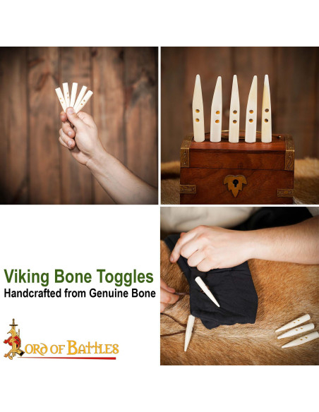 Conjunto de 5 botões de osso...