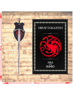 Pacote Banner + Espada Daemon Targaryen da House of the Dragon