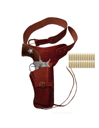 Pacote Doc Holliday: Velho Oeste: revólver, cartucheira e 24 balas