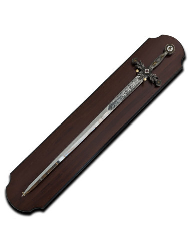 Templar Sword Pack acabamento prateado + placa de madeira