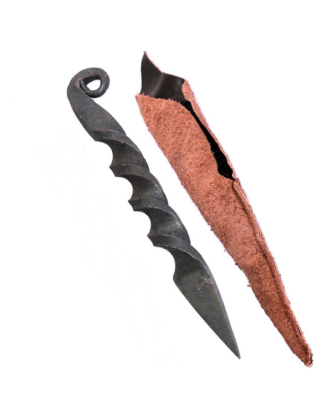Adaga espiral medieval com bainha (16...