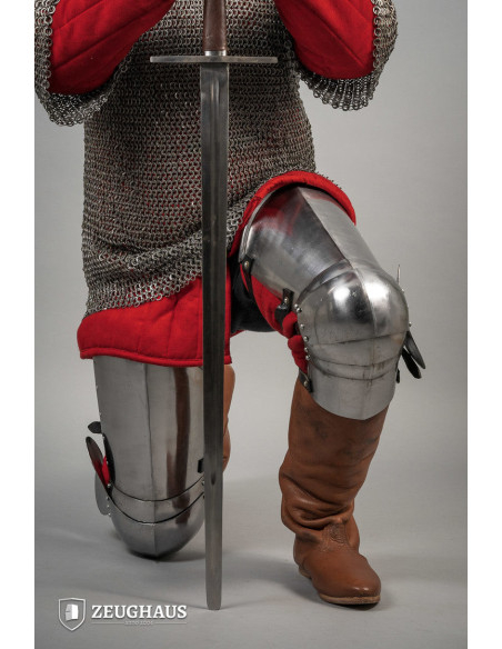 Armadura de perna medieval, século XIV
