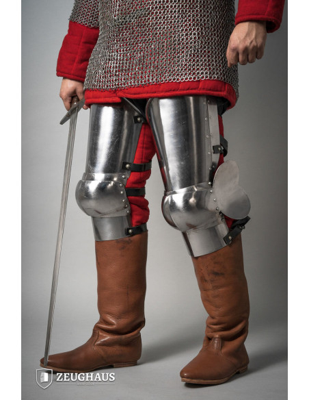 Armadura de perna medieval, século XIV