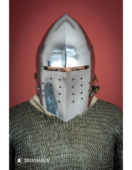 Bacia medieval com viseira completa,...