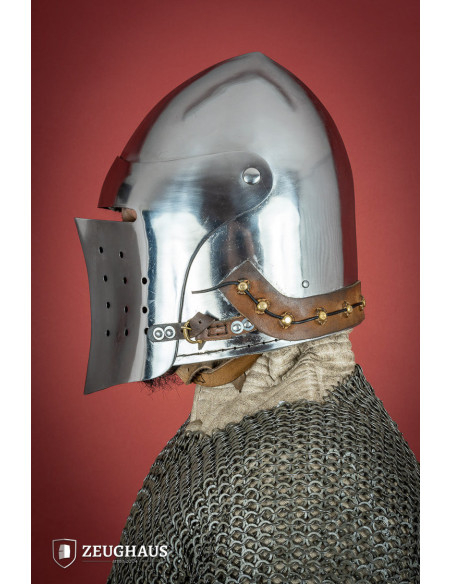 Bacia medieval com viseira completa,...