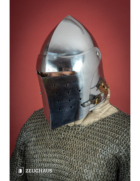 Bacia medieval com viseira completa,...