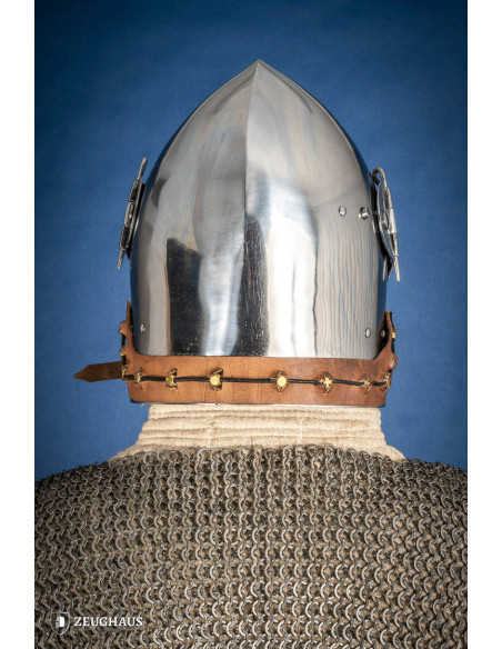 Bacia medieval em aço com trava de...