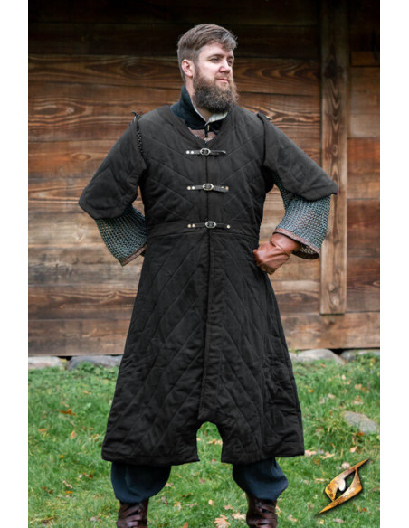 Modelo Dastan medieval gambeson, preto