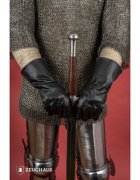 Luvas medievais de couro preto,...