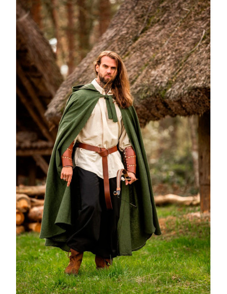 Capa medieval de algodão verde,...