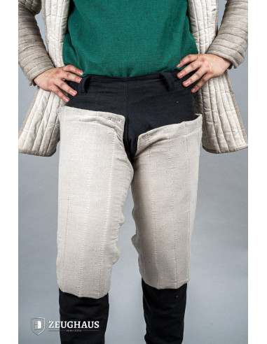 Pernas acolchoadas de algodão medieval, cor natural