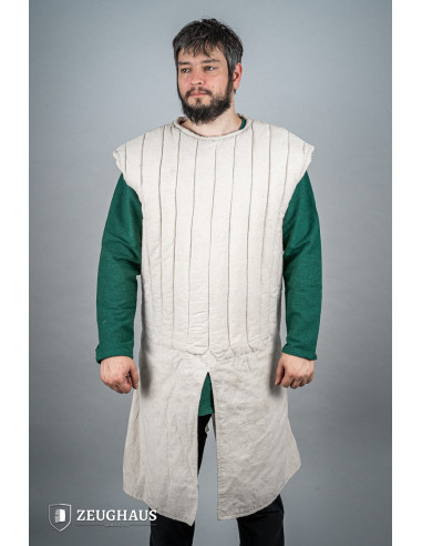 Gambeson medieval sem mangas, cor natural