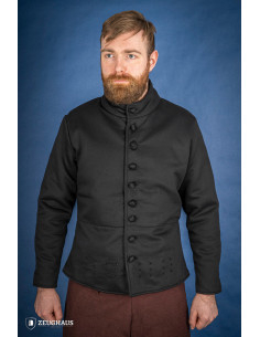 Gibão medieval de algodão Modelo Arming, preto