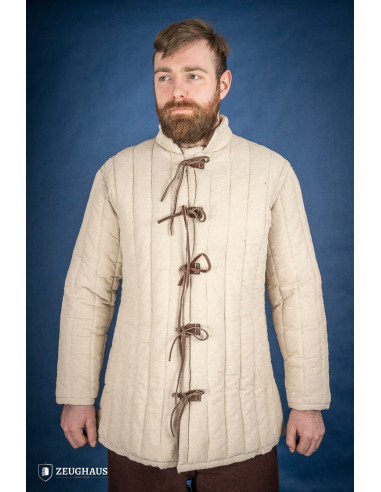 Gambeson medieval grosso com atacadores, cor natural