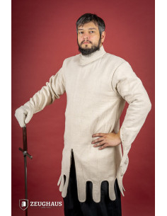 Gambeson medieval claro com luvas, cor natural 2