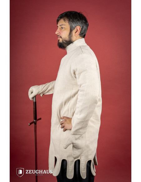 Gambeson medieval claro com luvas,...