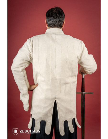 Gambeson medieval claro com luvas,...