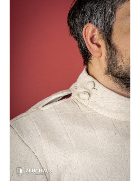 Gambeson medieval claro com luvas,...