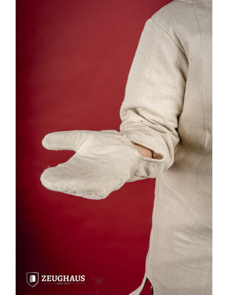 Gambeson medieval claro com luvas,...