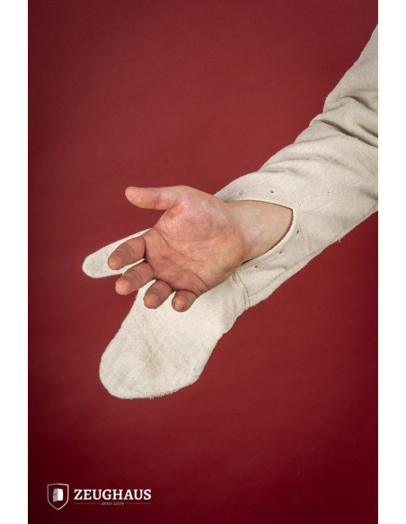 Gambeson medieval claro com luvas,...