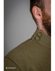 Gambeson de algodão de infantaria medieval, verde 2
