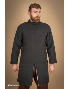 Gambeson de algodão de infantaria medieval, preto