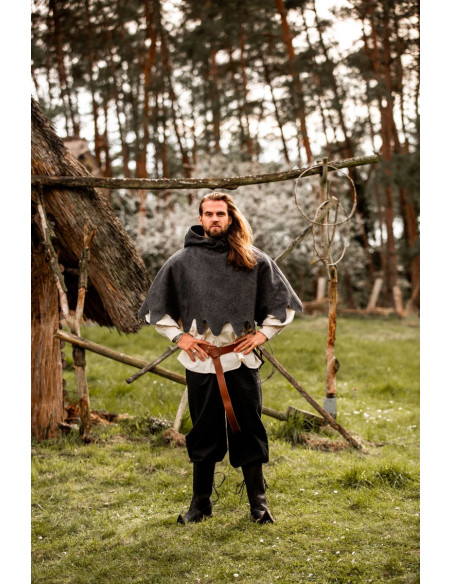 Gugel medieval em lã modelo Henri, cinza