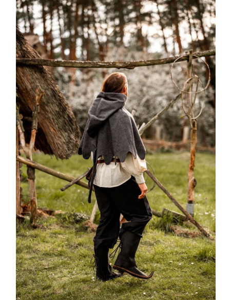 Gugel medieval em lã modelo Henri, cinza