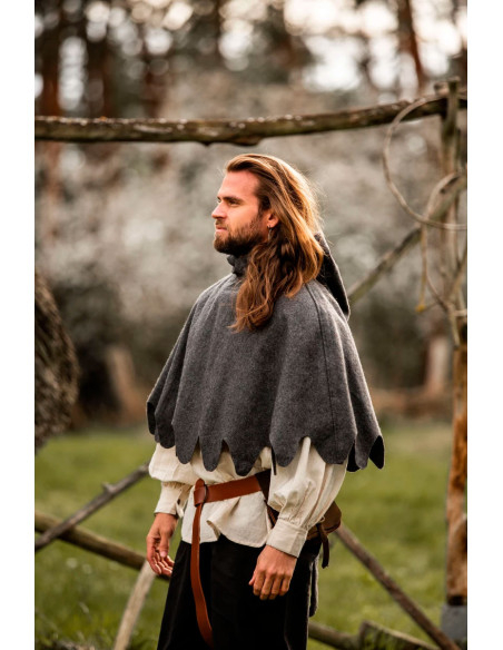 Gugel medieval em lã modelo Henri, cinza