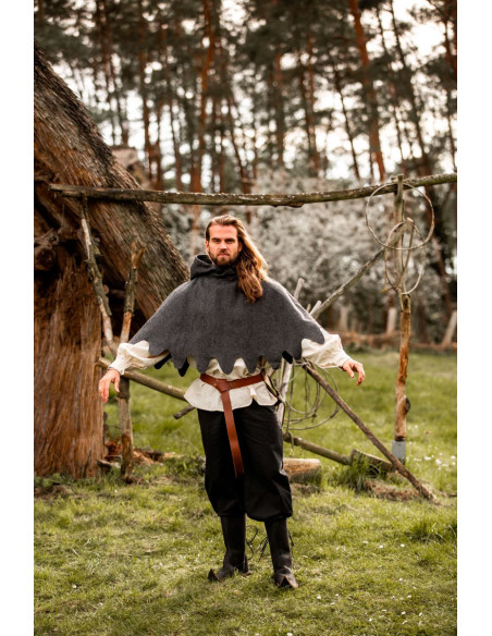 Gugel medieval em lã modelo Henri, cinza