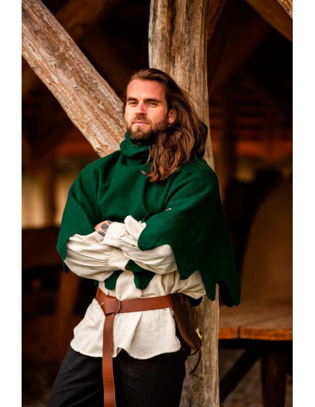 Gugel medieval em lã modelo Henri, verde
