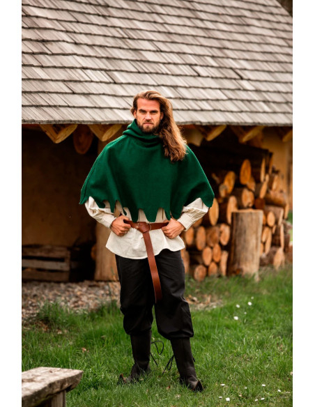 Gugel medieval em lã modelo Henri, verde