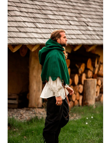 Gugel medieval em lã modelo Henri, verde