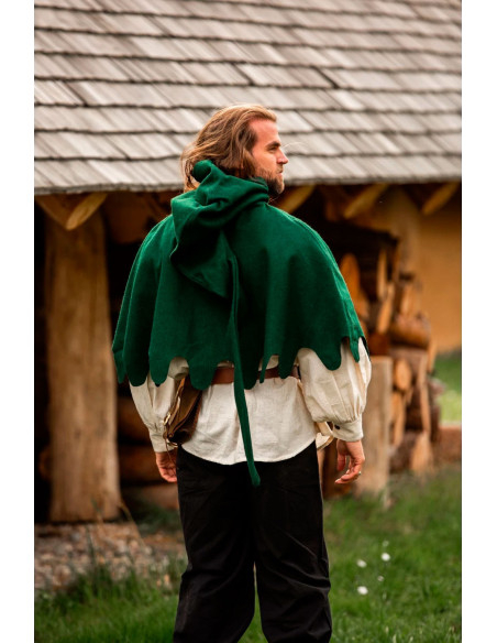 Gugel medieval em lã modelo Henri, verde