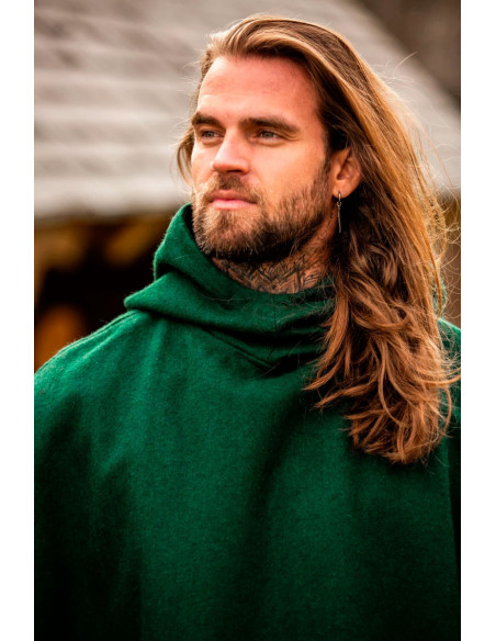 Gugel medieval em lã modelo Henri, verde